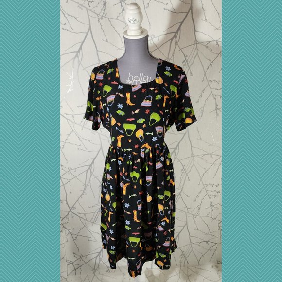 Coldwater Creek Shopping Accessory Print Square Neck Midi Dress - Picture 1 of 5